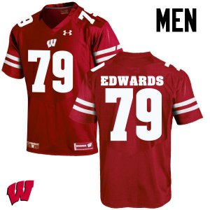 Men's Wisconsin Badgers NCAA #79 David Edwards Red Authentic Under Armour Stitched College Football Jersey UW31B46DB